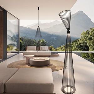 Lámpara de pie Etretat con pantalla de tela, fuente de luz LED de 220V para uso en villas, dormitorios, clubes y sofás. - Product Image 5