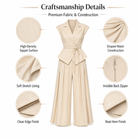 Costume de bureau décontracté beige sur mesure pour femmes, MOQ 50 pièces, ensemble deux pièces assorti, fabricant