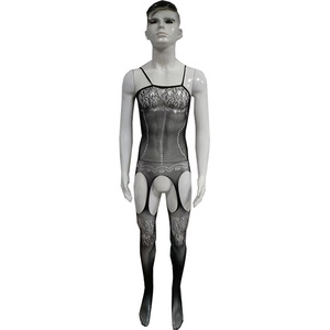 Body résille sexy pour homme en Spandex et Nylon noir, taille mi-haute, élastique et transparent, pour le dropshipping transfrontalier - Product Image 2