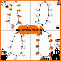 Collier lumineux d'Halloween Citrouille Crâne Fantôme Bonbons Décoration de fête Utilisation intérieure/extérieure Moulage par injection plastique