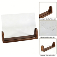 Bingkai Foto Transparan Tanpa Bingkai Tailai, Bingkai Foto Rustic Kayu dengan Alas Kayu Walnut, Logo Custom