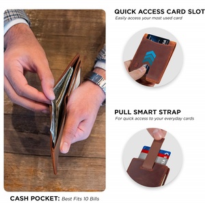 For Boshiho New Arrival Slim <b>RFID</b> <b>Blocking</b> Leather <b>Wallet</b> for Men Retro Vintage Minimalist Bifold Design Front Pocket Anti-Theft - Product Image 2