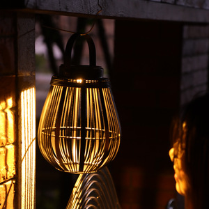 Solar Bamboo Lantern <b>Led</b> <b>Light</b> <b>Sensor</b> Hanging Outdoor Garden Decor Portable 6V DC Mono Si Solar Power - Product Image 1