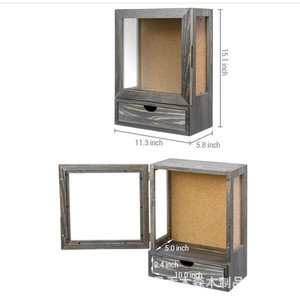 Wooden Wall Shadow Box <b>Frame</b> 15.1x11.3x5.8 Inch With Drawer For Display Storage Bedroom Living Room - Product Image 1