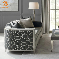 Classique Antique européen en acier inoxydable cadre strié personnalisable salon velours meubles loisirs haut de gamme Villa canapé