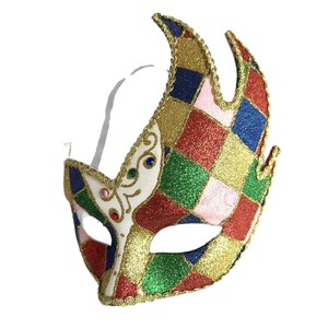 Maschera da Principessa Colorata con Polvere Dorata e Blocchi <span class=keywords><strong>di</strong></span> Colore per Feste in Maschera - Product Image 4