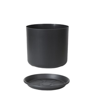 Pot de fleurs en résine simple à côtés droits avec plateau pour une utilisation intérieure et extérieure, disponible en blanc pur, bleu ciel, gris et noir. - Product Image 5