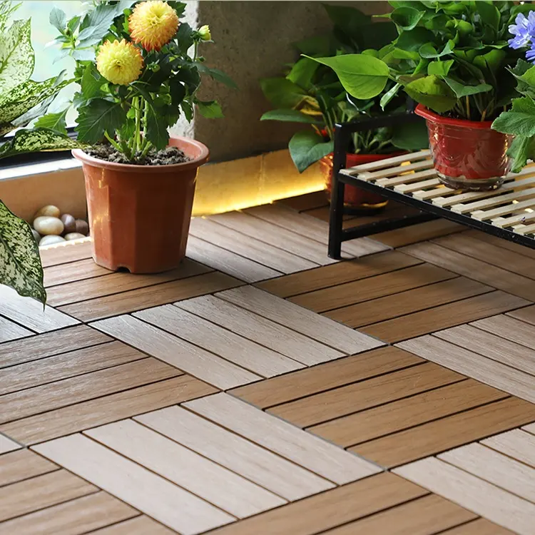 300*300MM DIY Floor WPC Outdoor Patio Tiles Decking outdoor Wood Plastic Composite Floor Covering for Interior Exterior Garden