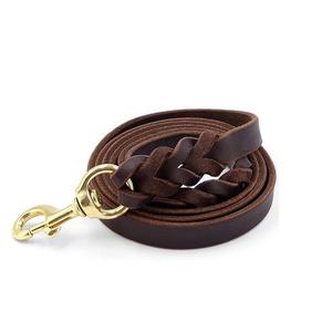 Correa de cuero trenzado resistente para perros y mascotas Sennier, <span class=keywords><strong>collar</strong></span> para caminar de entrenamiento con lazo y patrón de letras - Product Image 1