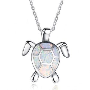 Collier pendentif animal en cristal bleu européen et américain pour femme, bijoux tendance, collier pendentif tortue en opale - Product Image 4