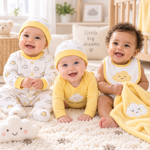Set di 6 Pezzi per Neonati MengWu in Cotone: Body, Pantaloni, Cappello, Coperta, Bavaglino, Borsa a Rete con Stampa Animali e Cartoni Animati, Fornitura all'Ingrosso - Product Image 4