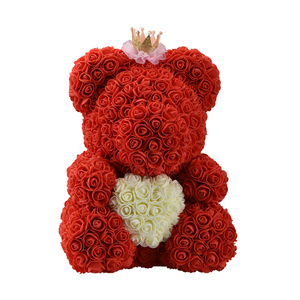 Commercio all'ingrosso pe rosa teddy bear san valentin osos de peluch al por mayor di Alta Qualità oso de peluche flor artificiale oso de flor - Product Image 2