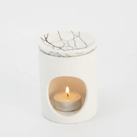 Diffuseur de Cire Minimaliste en Céramique Effet Marbre Noir - Brûleur d'Huile à Bougie Chaude Élégant à Texture de Pierre pour Décoration Intérieure et Aromathérapie Spa