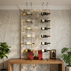Étagère <span class=keywords><strong>à</strong></span> vin personnalisée porte-bouteille casier <span class=keywords><strong>à</strong></span> vin suspendu câble métallique flottant système de câble de vin avec verre propre et clip ruban - Product Image 3