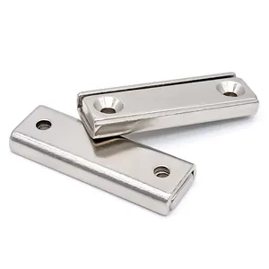 Best-seller Supports magnétiques épissables Super Force 27KG Longueur <span class=keywords><strong>50mm</strong></span> Rectangulaire N35 N42 N52 NdFeB Aimant permanent à canal - Product Image 1