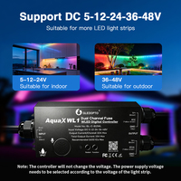 Controlador LED Digital WLED GLEDOPTO AquaX WL1 IP67 Resistente al Agua con Doble Canal de Fusibles, DC 5-48V, con Más de 200 Efectos y Micrófono Integrado
