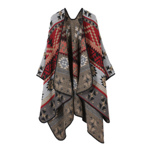 Ingrosso stile retrò azteco geometrico motivo Jacquard Cashmere foulard abbigliamento <span class=keywords><strong>esterno</strong></span> invernale caldo di lana spessa da donna - Product Image 2