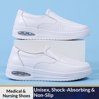 Chaussures d'infirmière pour hommes et femmes, semelles souples à coussin d'air, cuir véritable, respirantes, légères, antidérapantes, durables, grande taille