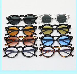 Lunettes de soleil rondes rétro vintage <span class=keywords><strong>noires</strong></span> de haute qualité pour hommes et femmes, protection UV400, anti-lumière bleue, verres de luxe, logo personnalisé - Product Image 6