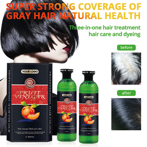 Joynna Vente en gros 250 ml/500 ml*2 Crème colorante capillaire rapide et naturelle au <span class=keywords><strong>vinaigre</strong></span> <span class=keywords><strong>de</strong></span> fruits, mélange brun foncé et noir - Product Image 3