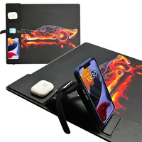 Tapis de souris de jeu en verre haute précision 3-en-1, support de bureau tout-en-un avec charge sans fil rapide pour e-sport compétitif