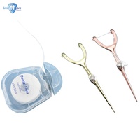 Vente en gros de cure-dents portables en alliage de zinc et acier inoxydable, certifiés CE, pour le nettoyage des interdents et de la plaque dentaire, avec boîte en fer.