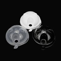 Tapa de plástico PP desechable para taza de té de la leche, transparente, blanco y negro, 90mm de diámetro, tapa de inyección en forma de Panda