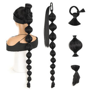 Perruque queue de cheval bouclée noire en fibre haute température 140g, extension de cheveux longs sans couture pour femmes - Product Image 3