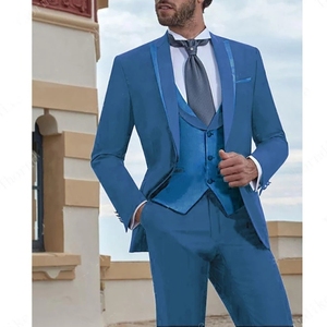 Trajes Casuales de 3 Piezas para Hombre, Corte Entallado, Blazer <span class=keywords><strong>Rojo</strong></span>, <span class=keywords><strong>Chaleco</strong></span> Dorado, <span class=keywords><strong>Traje</strong></span> de Novio para Boda, Fiesta, Esmoquin Personalizado, <span class=keywords><strong>Traje</strong></span> de Gala Masculino - Product Image 2