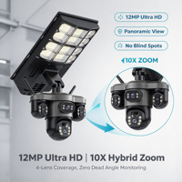 Caméra de sécurité solaire 2-en-1 à faible MOQ, 12MP, 4G sans fil, IP66, extérieure, avec détection de mouvement PIR et système de surveillance cloud
