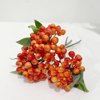 Kunstmatige ronde vruchten met 3 takken, kunstmatige bessen, kleine bosbessen, kerstdecoratie voor thuis, accessoires voor bloemstukken