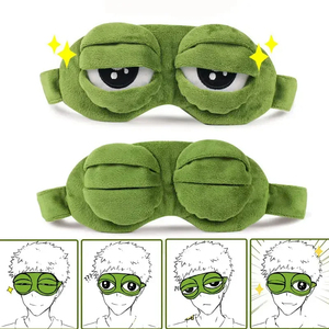 Masque pour les yeux amusant et créatif en forme de grenouille, masque facial 3D en forme de dessin animé, doux, en peluche, pour dormir, vert, cadeaux d'animation pour amis - Product Image 3