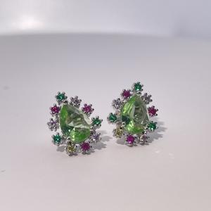 ต่างหูแบบติดหูทรงลูกแพร์ประดับเพชรซิคอนหลากสี ดีไซน์หรูหราเบาๆ สไตล์วินเทจ ชุบทองบนทองเหลือง จาก Tianyu Gems สำหรับผู้หญิง - Product Image 5