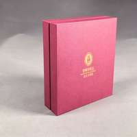 Caja de Regalo Rígida Color Vino Tinto Personalizada con Logotipo en Dorado, Caja de Embalaje Cuadrada de Cartón para Regalos y Recuerdos Universitarios