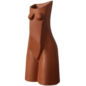 Vase en céramique souple, décoration d'art pour la maison, salon, bureau, vase à fleurs, style nordique simple, créatif, abstrait, géométrie du corps humain, femme - Product Image 2
