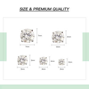 Orecchini a Lobo Classici in Argento Sterling S925 con Moissanite, 7mm 6mm Rotondi VVS, Diamanti Coltivati in Laboratorio, Gioielli da Donna - Product Image 2