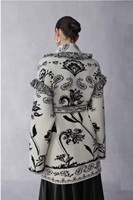 Nouvelle Collection Hiver : Cardigan Bohème en Laine Jacquard Vintage à Épaules Tombantes, Manches Longues et Grandes Poches Plaquées avec Pompons