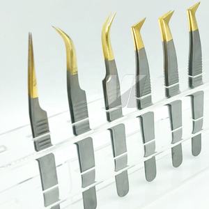 Pince à épiler d'extension de cils en acier inoxydable japonais enduit de gris de haute qualité pointu Logo personnalisé poignée durable professionnelle - Product Image 2