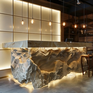 เคาน์เตอร์แคชเชียร์ FRP แกะสลักด้วยมือ รุ่น CR002 สำหรับร้านค้าปลีก พื้นที่ต้อนรับ ร้านกาแฟ โรงแรม เคาน์เตอร์เช็คอิน บาร์เลานจ์ ยิม - Product Image 1