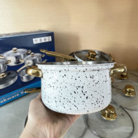 Ensemble de 12 ustensiles de cuisine antiadhésifs, ensemble de casseroles et poêles en émail moucheté, ensemble de casseroles de cuisine RG, casseroles et poêles avec couvercles
