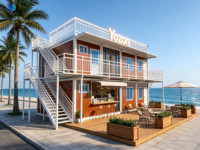 Bar en conteneur préfabriqué à deux étages, restaurant en conteneur maritime avec terrasse sur le toit, kiosques portables, magasin mobile, bureau
