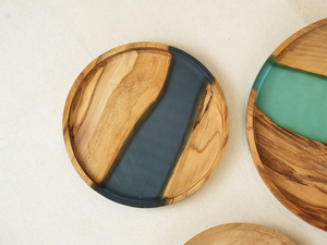 Tự Nhiên Nhà Vòng Gỗ Ô Liu Và Nhựa Epoxy Phục Vụ Tấm Cho Món Khai Vị Charcuterie Pho Mát Snack Uống - Product Image 6