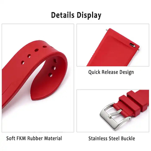 20mm 22mm FKM Rubber Watch Strap Sport Silicone Fluorine Rubber Watch <strong>Bands</strong> for Rolex Green Water <strong>Ghost</strong> - Product Image 3