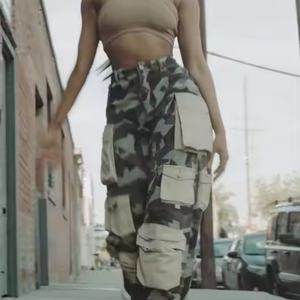 Nouveau design, jean vintage pour femme de haute qualité, imprimé camouflage personnalisé, 100% coton, délavé à l'acide, multi-poches, patchs, jean baggy - Product Image 6