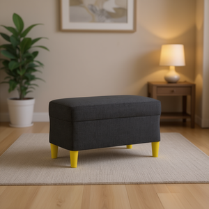 Panca in tessuto grigio scuro 27,6x13,8x16,1 pollici con contenitore per mobili da soggiorno, design moderno e contemporaneo - Product Image 2