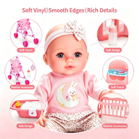 LK Toys Nuevo Diseño de Juego de Simulación de Bebé de Silicona, Cochecito de Juguete, Cuna para Muñecas de 12 Pulgadas, Bañera con 4 Sonidos para Juego de Roles