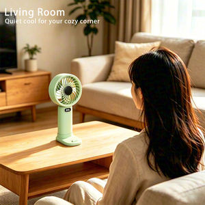 Mini Ventilador de Mano con Pantalla LCD 2 en 1, Soporte para Teléfono de Escritorio, 5 Velocidades, 1200mAh Recargable, Regalo de Verano - Product Image 2