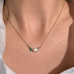Romantic Stylish Ladies Jewelry <b>White</b> Opal Color Cz 925 Sterling Silver Necklace <b>Chain</b> - Product Image 2
