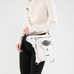 Femmes Style gothique moto Fanny Pack taille et <span class=keywords><strong>jambe</strong></span> hanche ceinture Messenger sac à bandoulière avec doublure en PU téléphone portable taille sac - Product Image 4