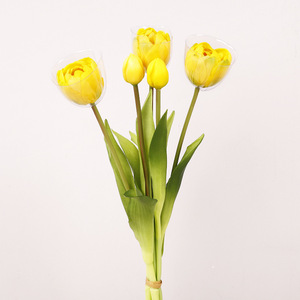 Soft Vinyl Tulip <b>Artificial</b> <b>Flowers</b> Multi Layered Petal Wedding Home Decoration High Simulation Reusable Recyclable - Product Image 2